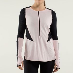 Lululemon Ride Inside Long Sleeve Blk Pretty Pink